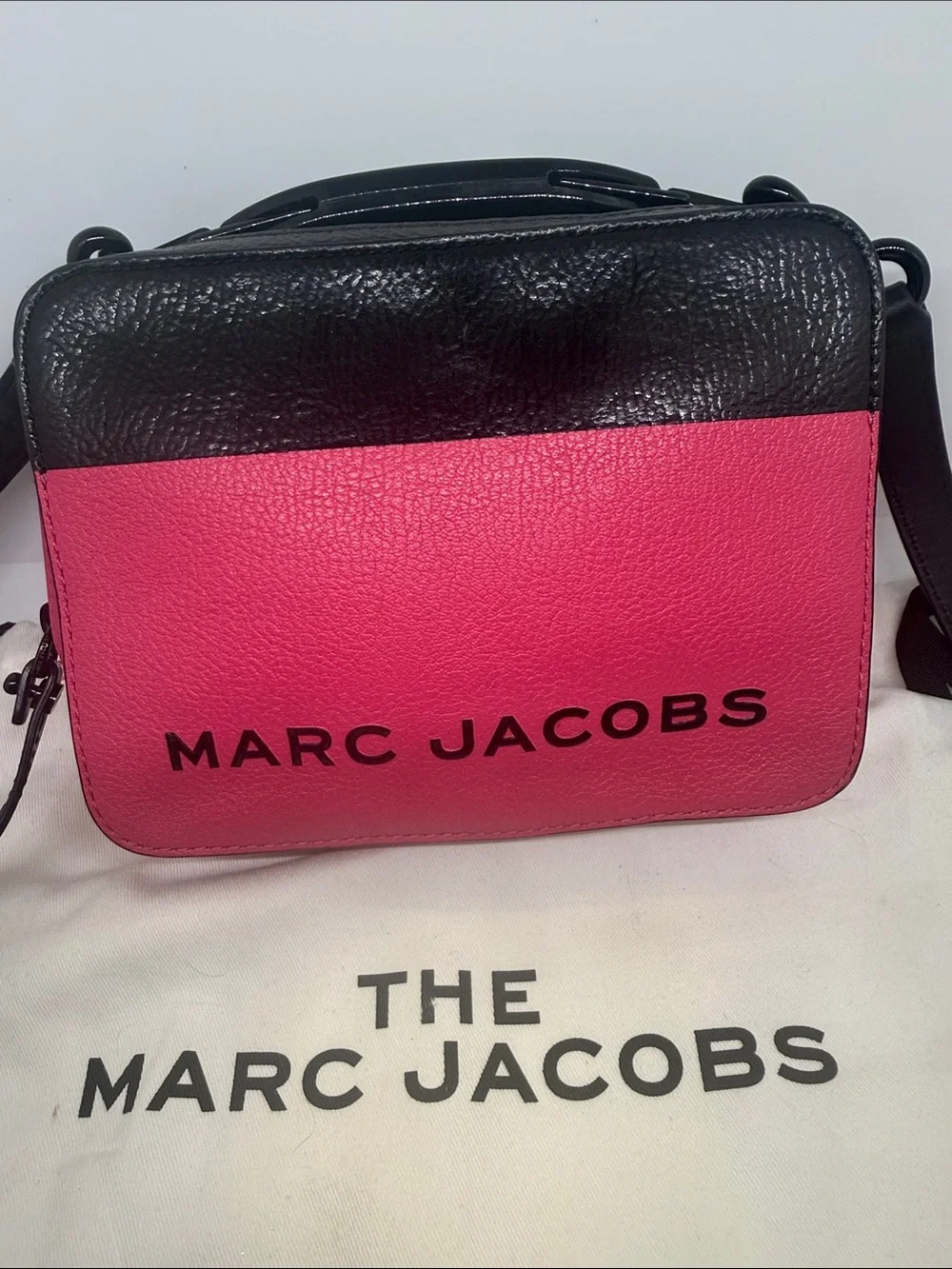 Authentic Marc Jacobs dipped Lunch Box bag black pink Crossbody purse